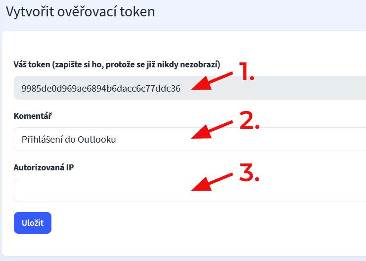 Jak na Autentizační tokeny – Zobrazí se vám Váš token, který si musíte zkopírovat pro použití místo hesla ( token…