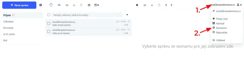 Přizpůsobení webmail klienta – Po přihlášení do rozhraní Webmail přejděte do Nastavení kliknutím na váš profil a…