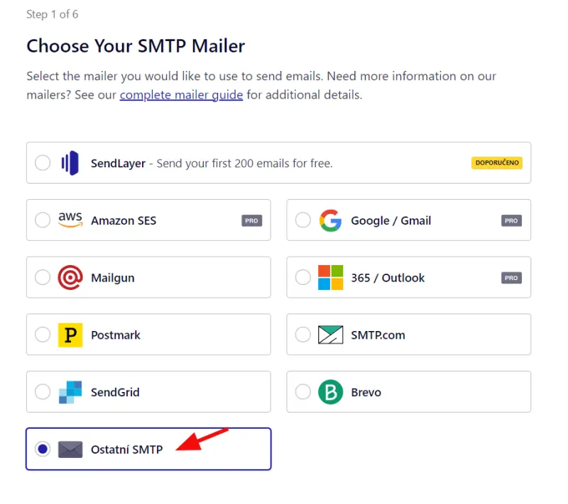 Jak nastavit plugin Easy WP SMTP ve WordPressu – Vyberte možnost Ostatní SMTP 