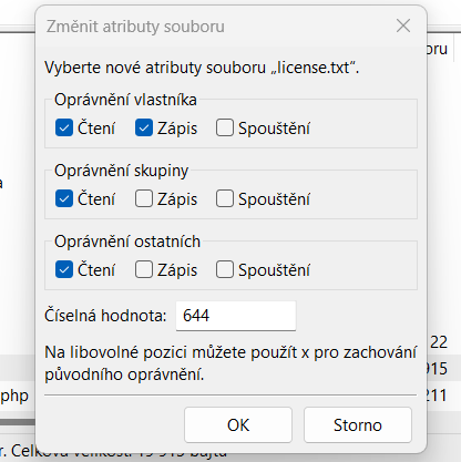 Nastavení přístupových práv k souborům a složkám – V otevřeném okně vyberte potřebná oprávnění pomocí zaškrtávacích políček nebo je nastavte…