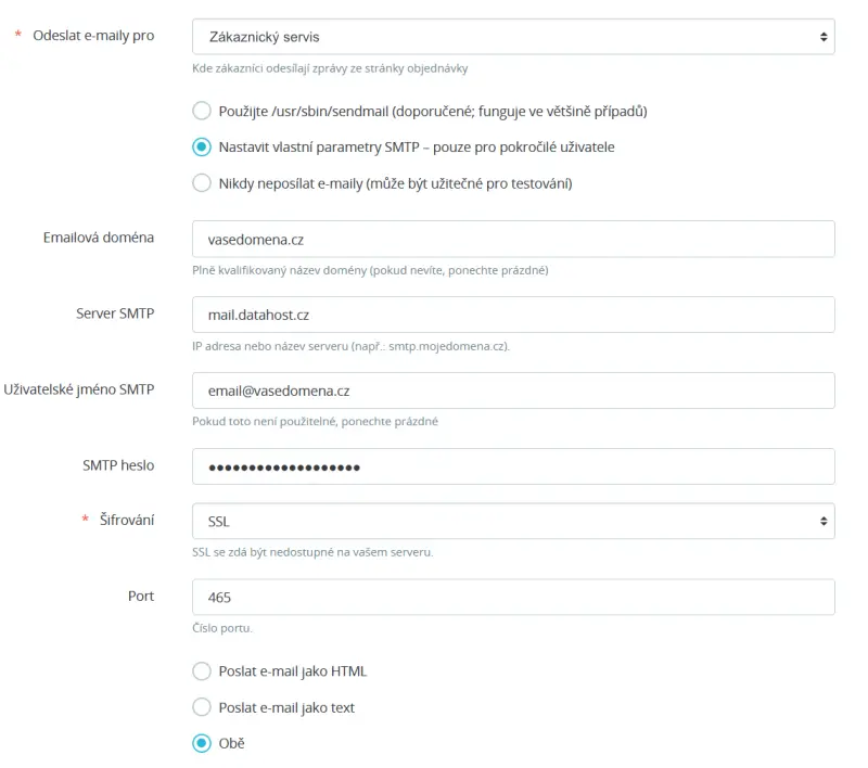 Jak nakonfigurovat SMTP v PrestaShopu – Jak bude vypadat konfigurace pro emaily hostované na Datahostu
